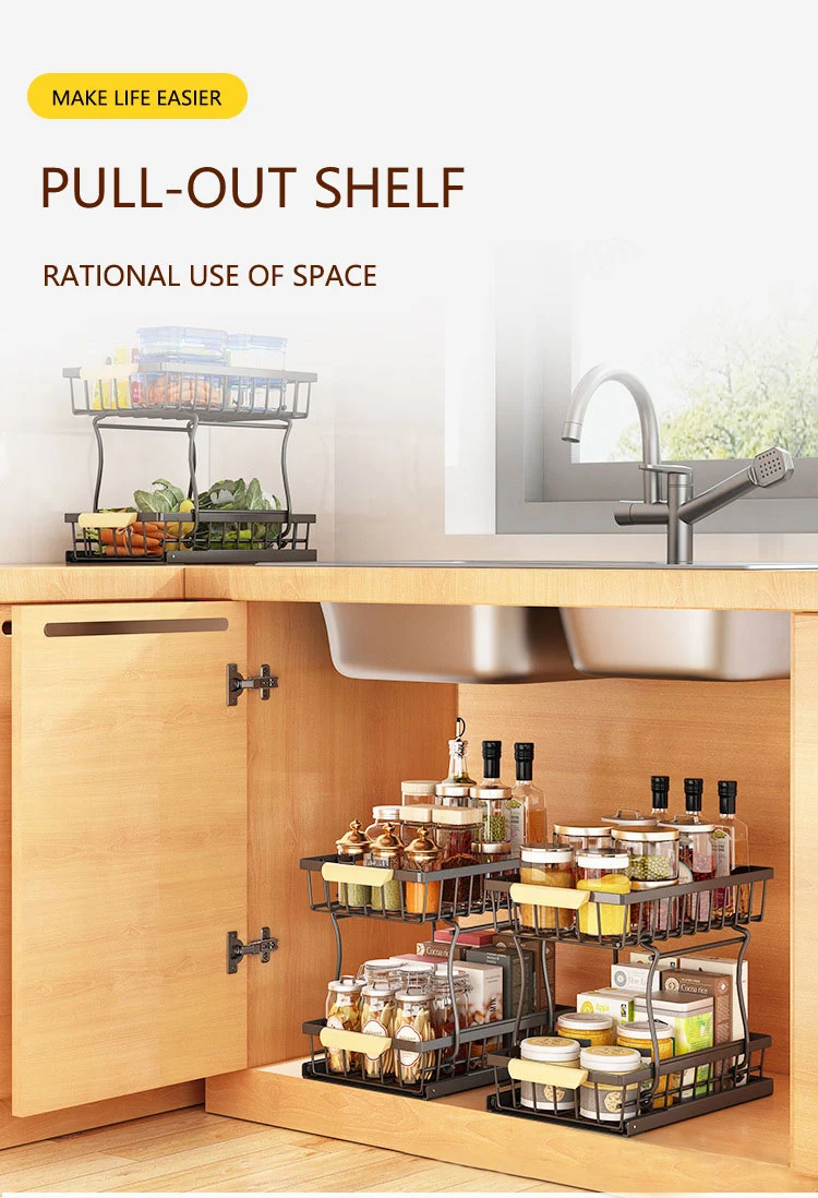 Heavy Duty Metal Pull Out Kitchen Storage Rack